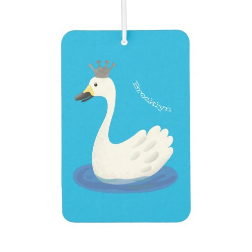 Cute white swan with crown cartoon air freshener