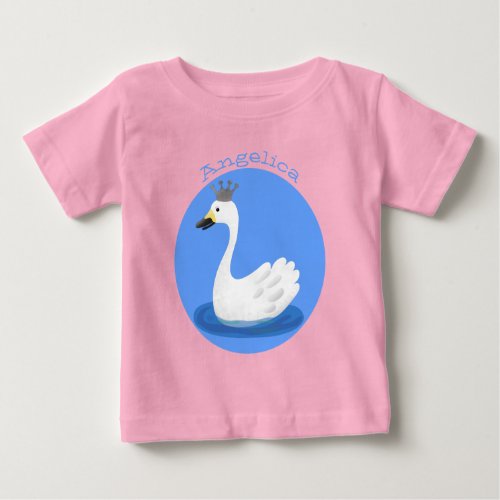 Cute white swan with crown cartoon baby T_Shirt