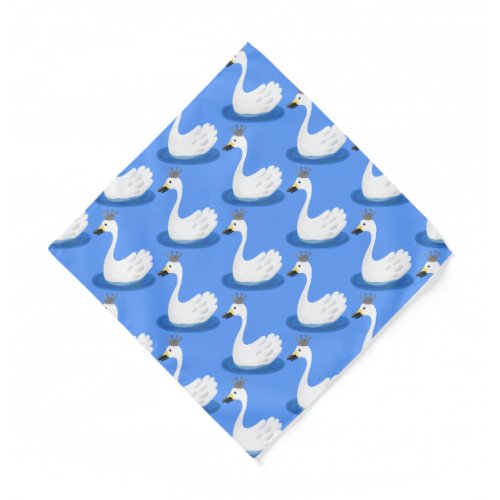 Cute white swan with crown cartoon bandana