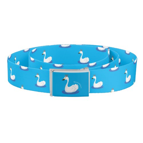 Cute white swan with crown cartoon belt