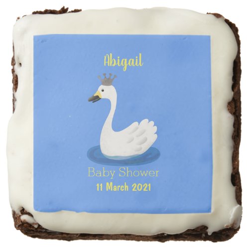 Cute white swan with crown cartoon brownie