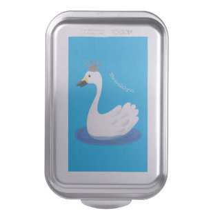 Cute white swan with crown cartoon cake pan