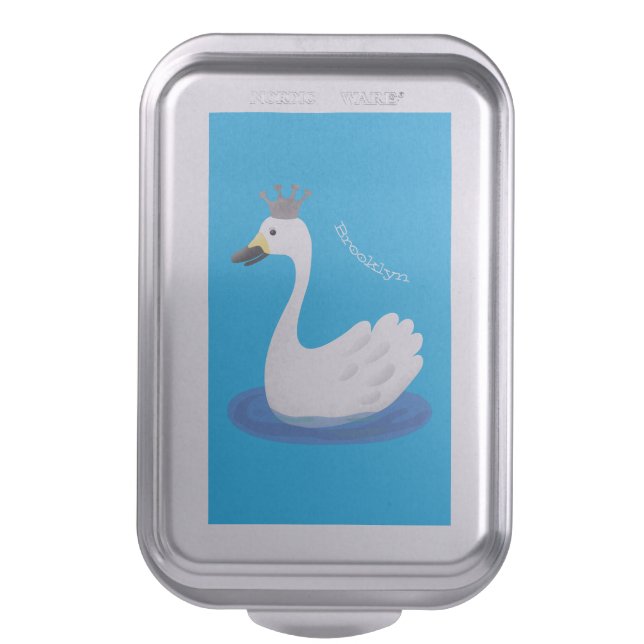 Cute white swan with crown cartoon cake pan (Front Vertical)