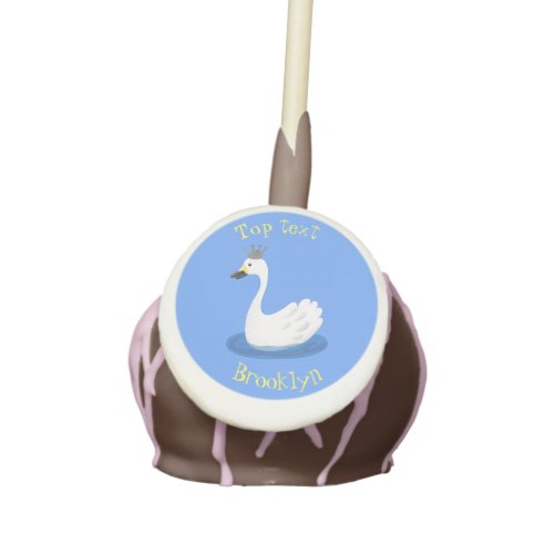 Cute white swan with crown cartoon cake pops