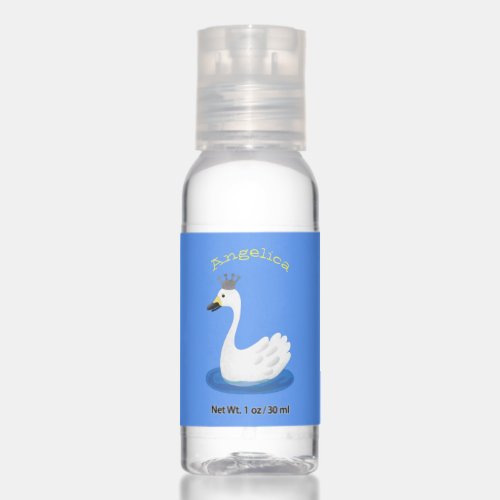 Cute white swan with crown cartoon hand sanitizer