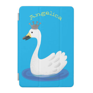 Cute white swan with crown cartoon iPad mini cover