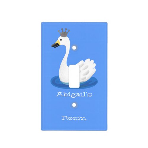 Cute white swan with crown cartoon  light switch cover