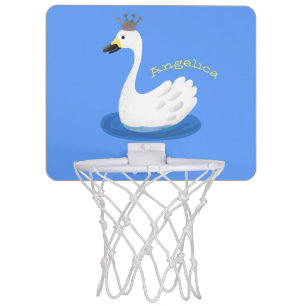 Cute white swan with crown cartoon mini basketball hoop