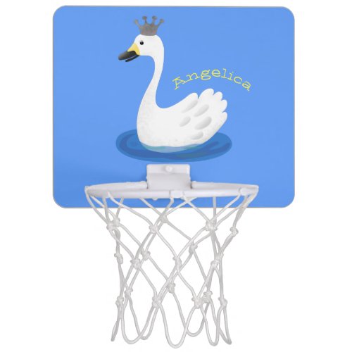 Cute white swan with crown cartoon mini basketball hoop