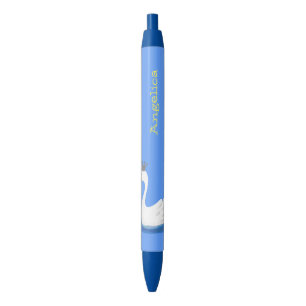 Cute white swan with crown cartoon pen