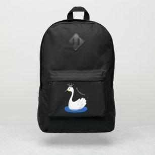 Cute white swan with crown cartoon port authority® backpack