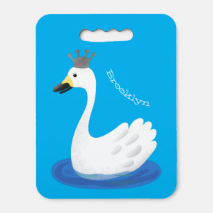 Cute white swan with crown cartoon seat cushion