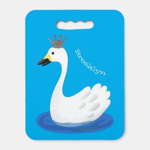 Cute white swan with crown cartoon seat cushion