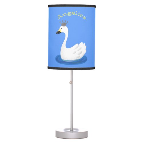 Cute white swan with crown cartoon table lamp