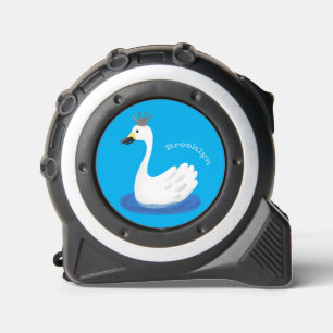 Cute white swan with crown cartoon tape measure