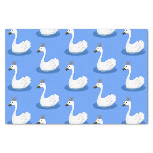 Cute white swan with crown cartoon tissue paper