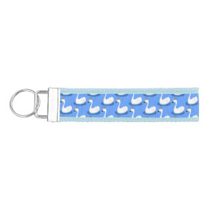 Cute white swan with crown cartoon wrist keychain