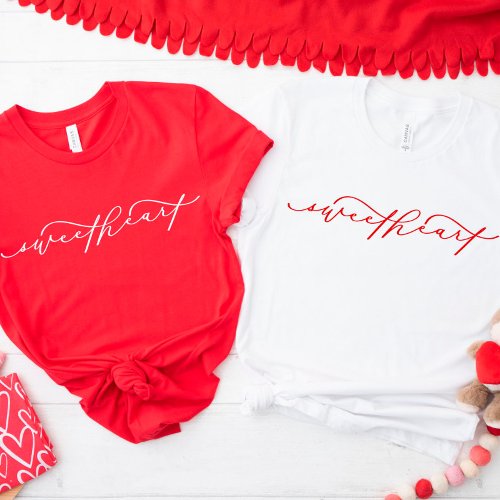 Cute White Sweetheart Script Valentines Day Shirt