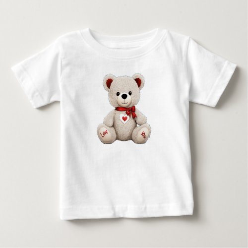 Cute white Teddy Bear  I love you t_shirt 