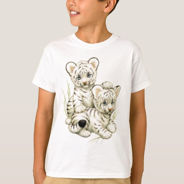 Cute White Tiger Cubs T-Shirt (Front)