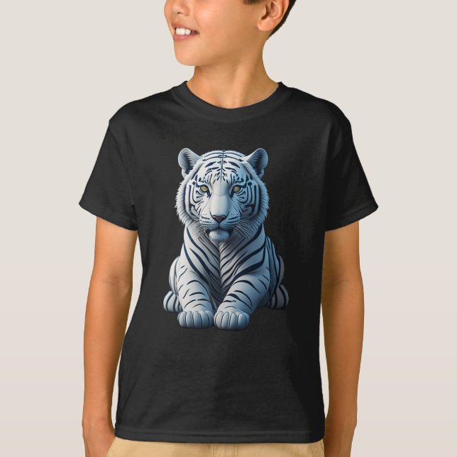 Cute white tiger with black stripes T-Shirt (Front)