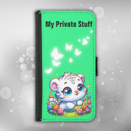 Cute white tiger with flowers | samsung galaxy s5 wallet case