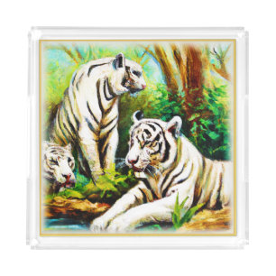 Cute White Tigers In The Jungle. Buy Now Acrylic Tray