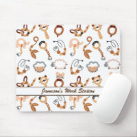 Cute White Toy Boho Pattern Illustration Name
