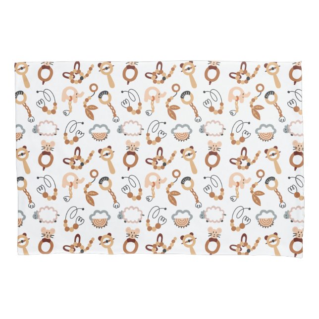 Cute White Toy Boho Pattern Illustration  Pillow Case (Front)