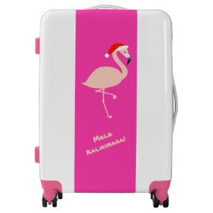 Cute White Tropical Flamingo Hot Pink Christmas Luggage