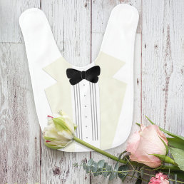 Cute White Tuxedo Bridal Party Wedding Bow Tie Baby Bib