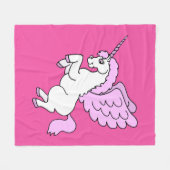 Cute White Unicorn Dark Pink Fleece Blanket (Front (Horizontal))