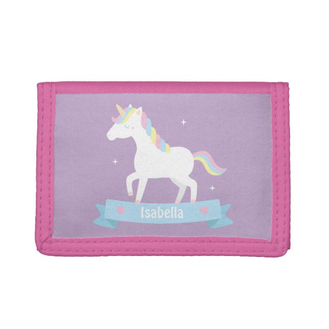 Cute White Unicorn Girls Personalized Wallet (Front)