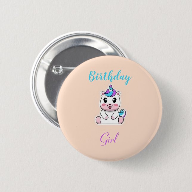 Cute white unicorn pink button (Front & Back)