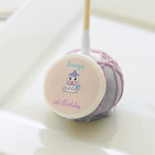 Cute white unicorn pink cake pops