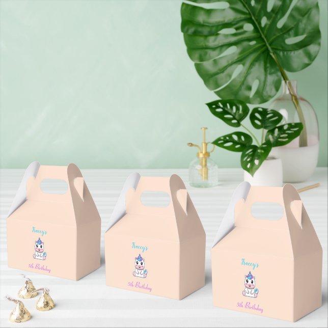 Cute white unicorn pink favor boxes (Multiple)
