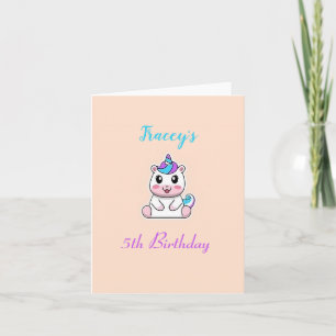 Cute white unicorn pink letterpress thank you card