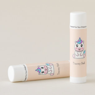 Cute white unicorn pink lip balm
