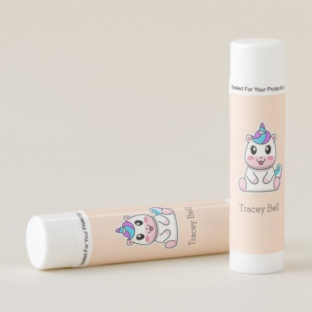 Cute white unicorn pink lip balm (Front)