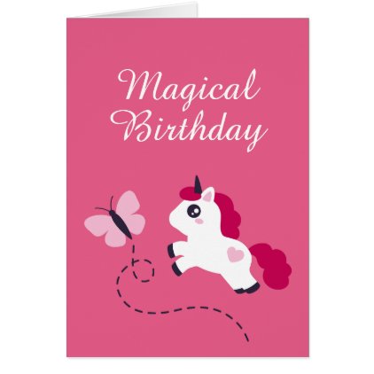 Cute White Unicorn with a Butterfly Card