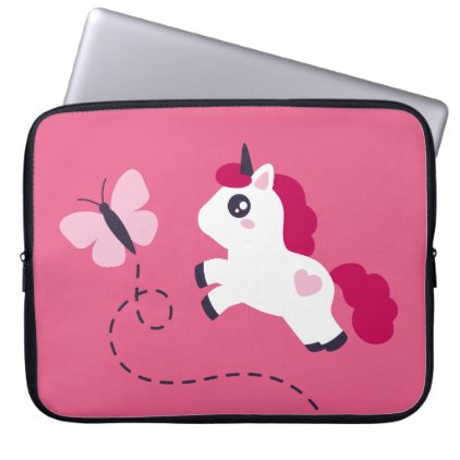 Cute White Unicorn with a Butterfly Computer Sleeve