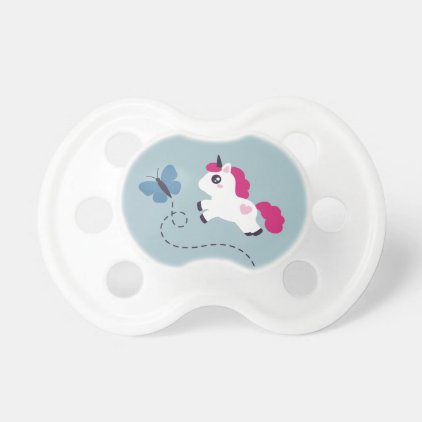 Cute White Unicorn with a Butterfly Pacifier