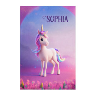 Cute White Unicorn With Pink & Blue Mane Acrylic Print