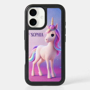 Cute White Unicorn With Pink & Blue Mane iPhone 16 Case
