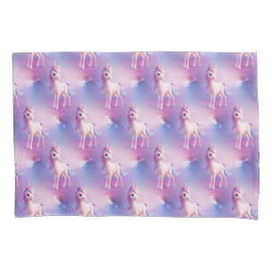 Cute White Unicorn With Pink & Blue Mane Pattern Pillow Case