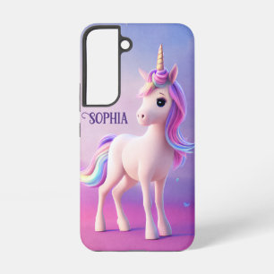 Cute White Unicorn With Pink & Blue Mane Samsung Galaxy S22 Case
