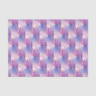 Cute White Unicorn With Pink & Blue Mane Tissue Paper