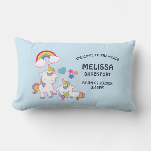 Cute White Unicorns Magical Mama  Baby Birth Lumbar Pillow