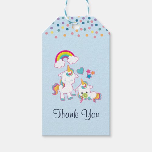 Cute White Unicorns Magical Mama  Baby Gift Tags
