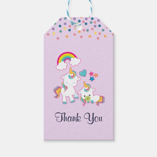 Cute White Unicorns Magical Mama  Baby Gift Tags